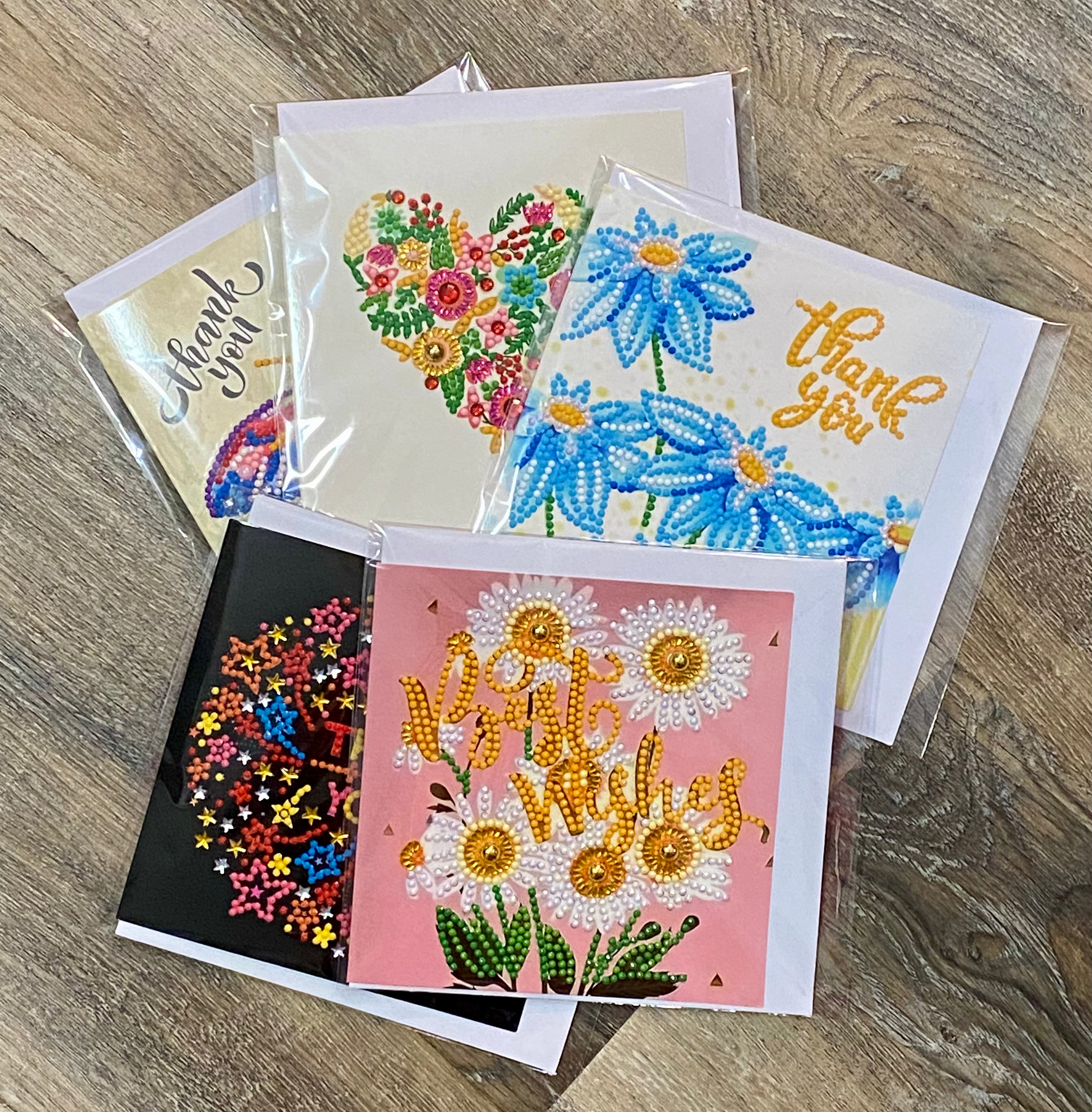 Handmade Diamond Art, Diamond Painting Thank You Cards