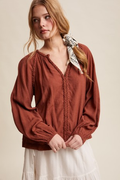 Chestnut Braided Boho Peasant Blouse