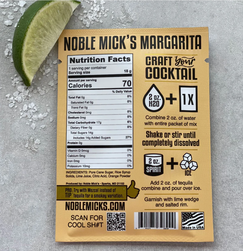 Noble Mick's Single Serve Cocktail Mixes