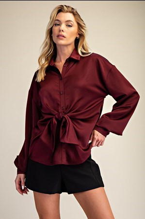 Midnight Merlot Tie Detail Top