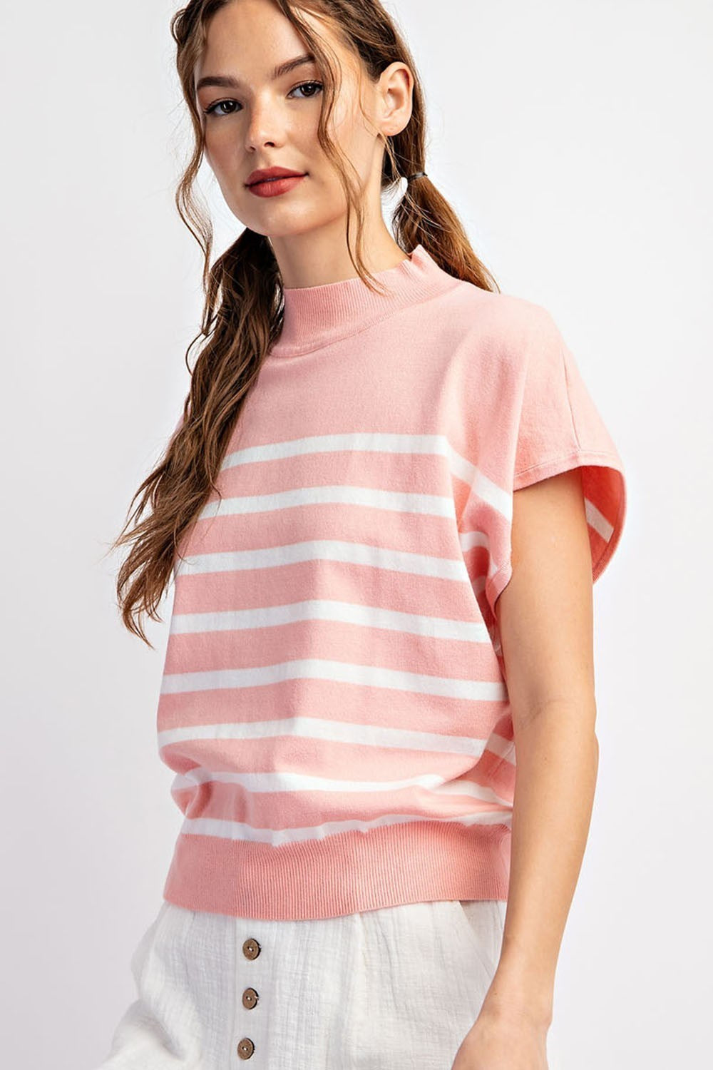 Preppy Chic Mock Neck Sweater Top