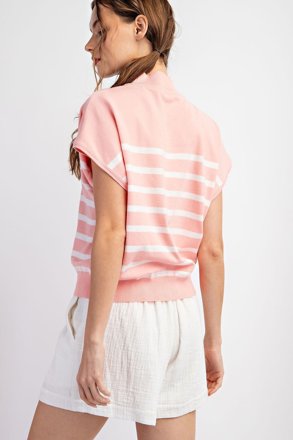 Preppy Chic Mock Neck Sweater Top