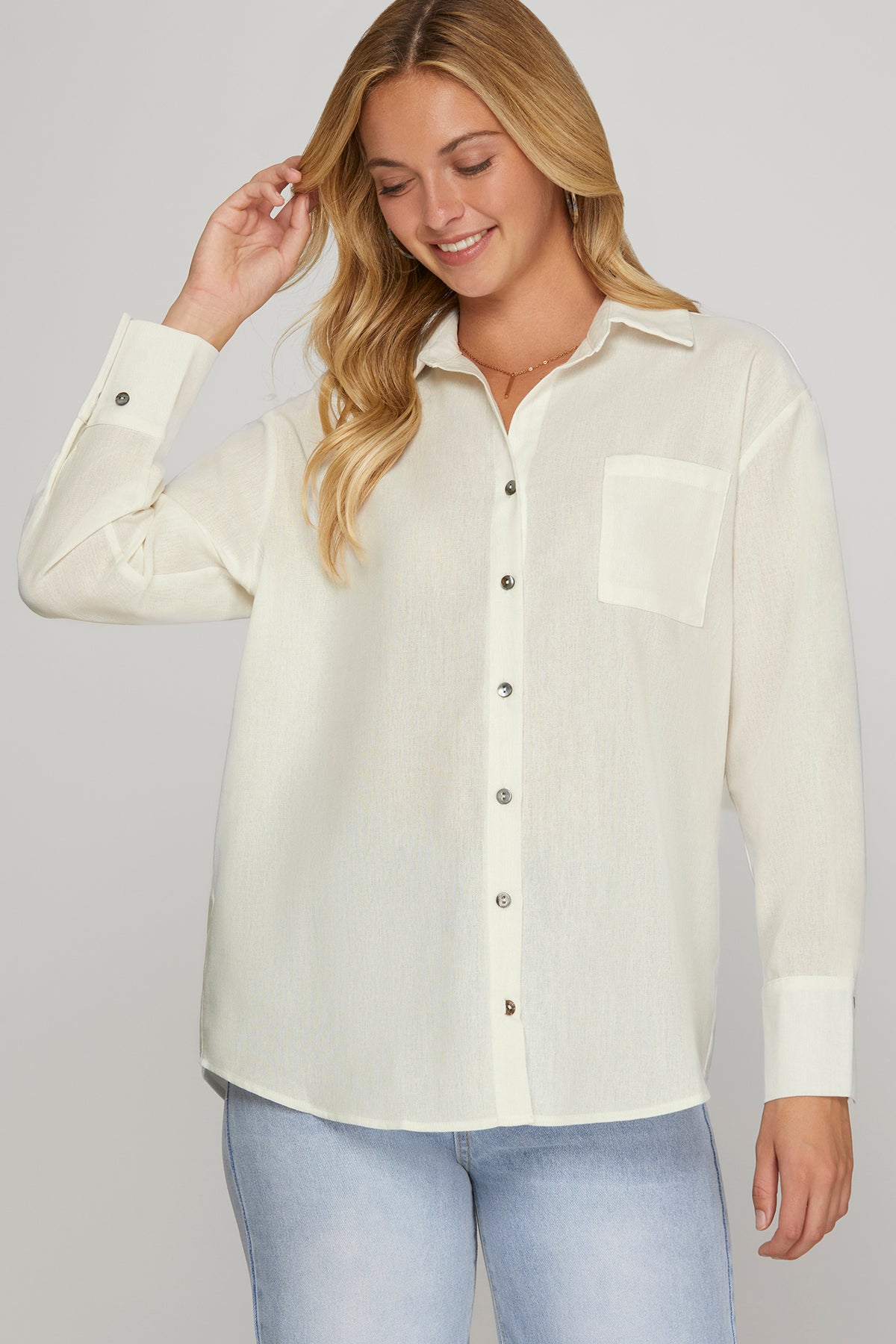 Ivory Button Down Robe Essential Ivory Button-Down – Cotton Patch Boutique