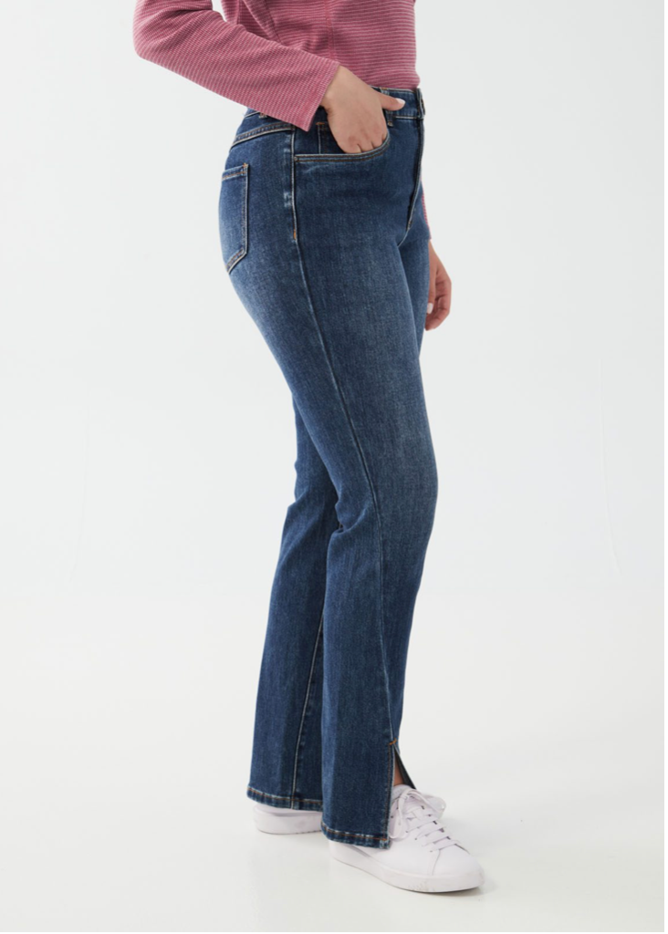 French Dressing FDJ Front Slit Straight Leg Jean Side Women's Clothing