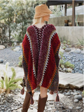 Maroon Crochet and Tassel Ruana