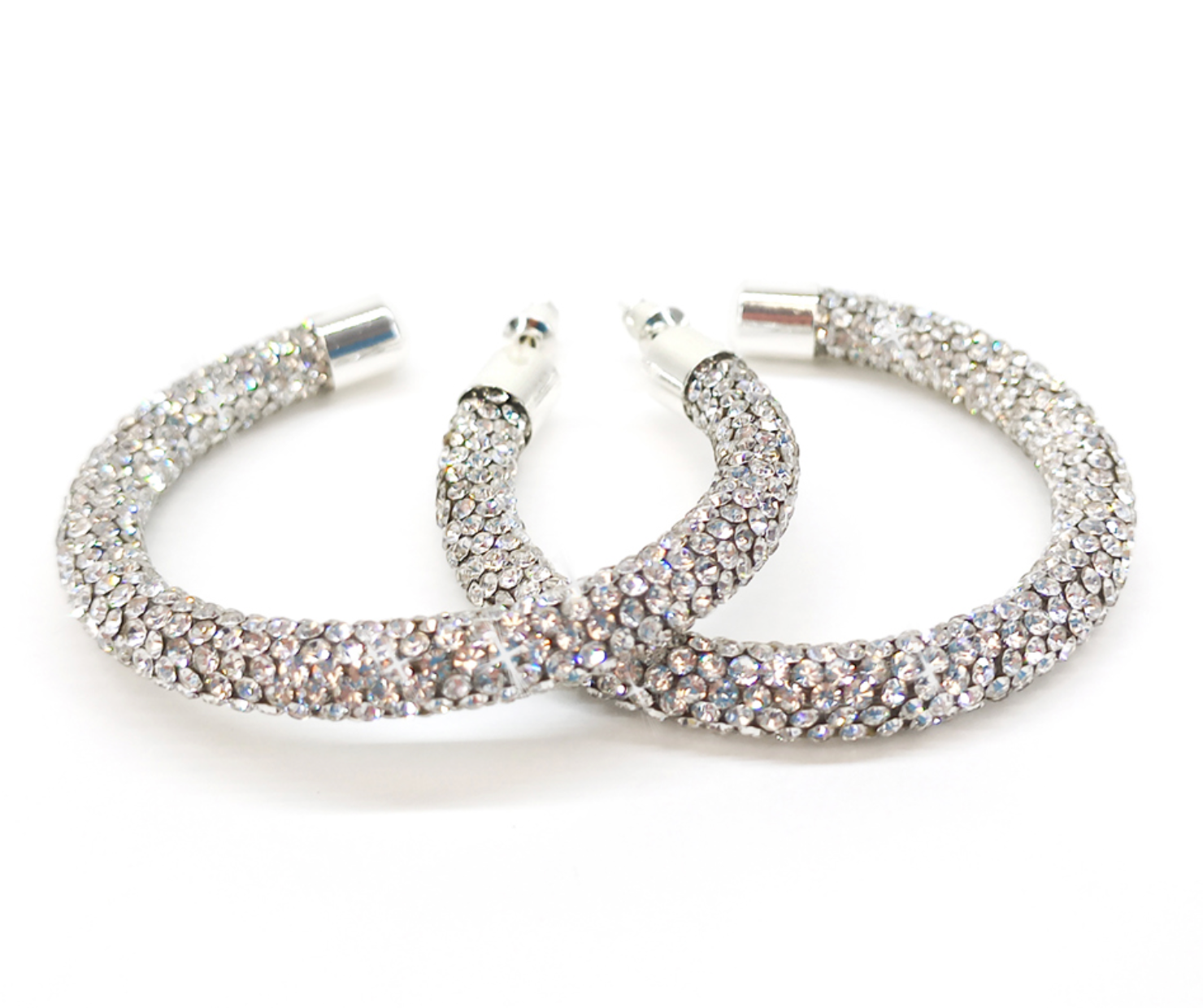 Silver Icing Tube Hoop Earrings