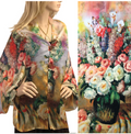 Sunset Floral Satin Charmeuse Shawl