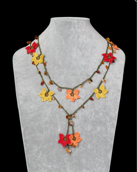 Oya Star Lariat Necklace - Yellow, Orange & Red