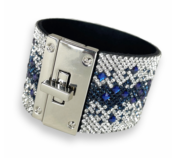 Navy Wave Crystal Cuff Bracelet