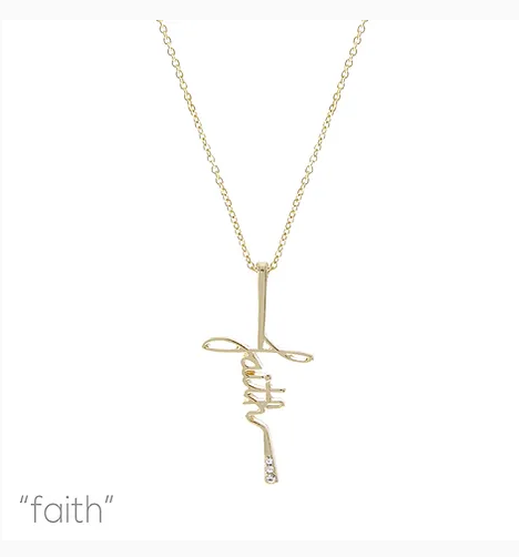 Gold Faith Cross Fashion Necklace