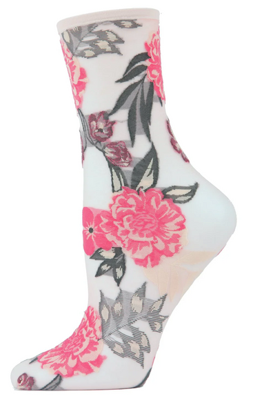 Botanic Bunches Sheer Embroidered Anklet Sock