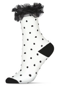 Polka Dot Ruffle Lace Cuff Sheer Socks