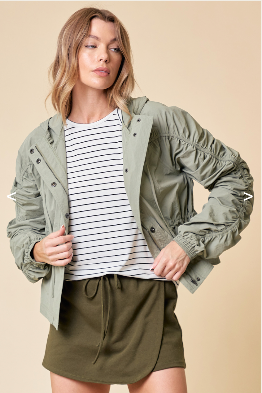 Cinched Sleeve Parachute Jacket