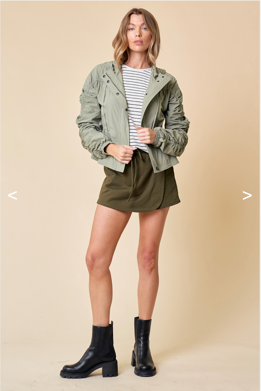 Cinched Sleeve Parachute Jacket