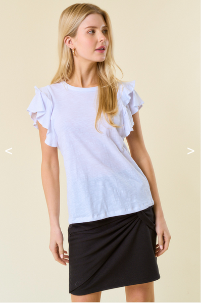 White Ruffle Tee