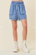 Denim Fray Detail Short Front Women's Clothing