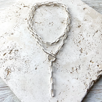 Brushed Silver Paperclip Wrap Necklace