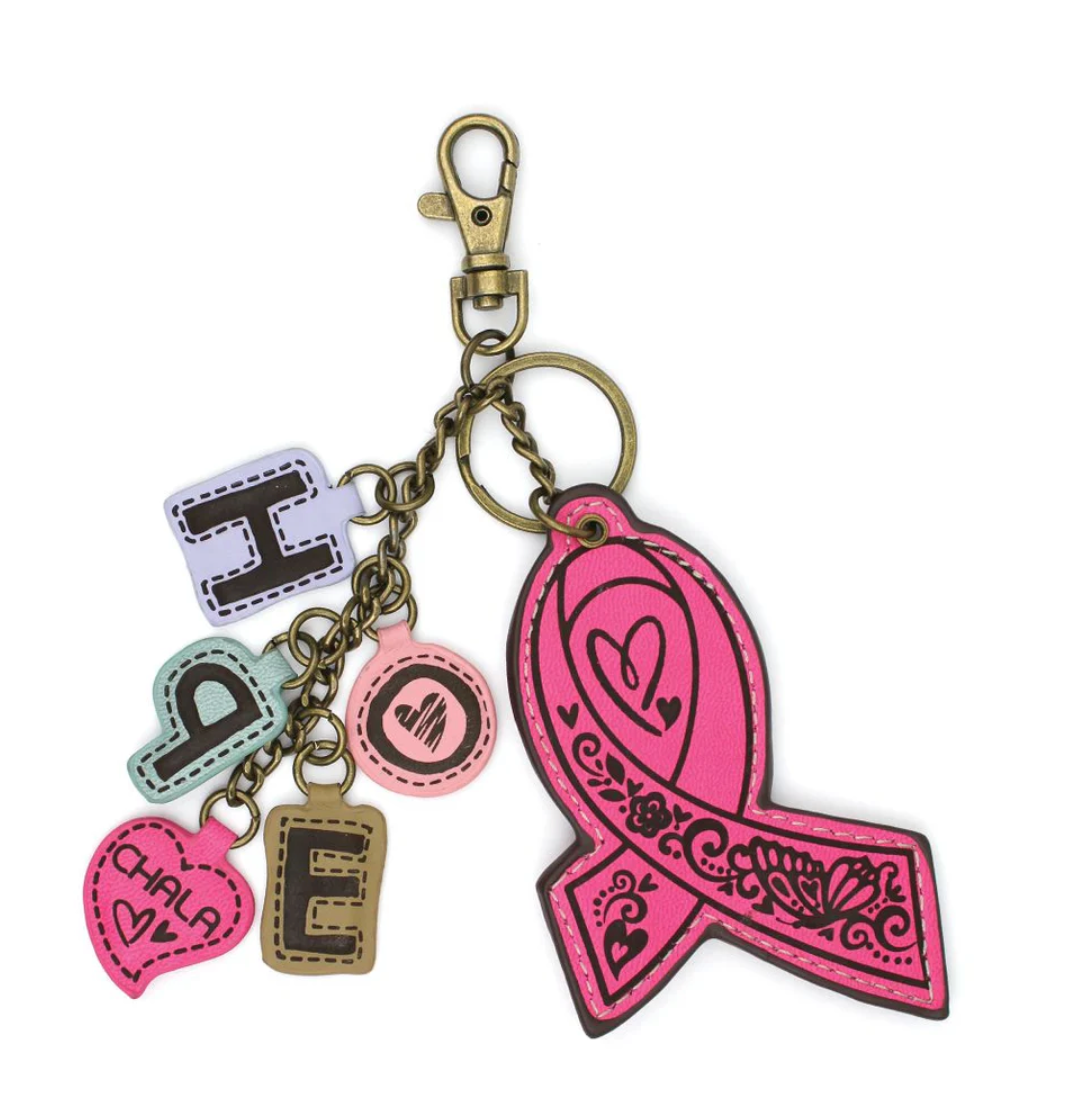 Chala Charming Charms Keychain - Pink Ribbon