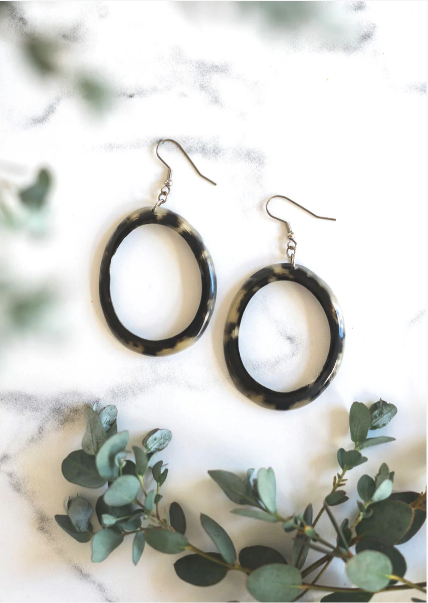 Natural Horn Hoop Earrings