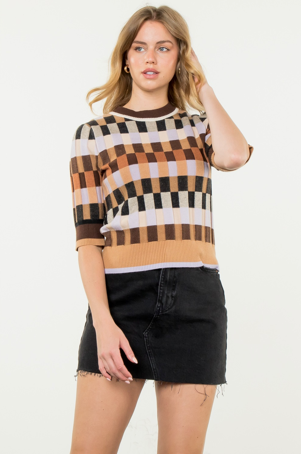 Autumn Textured Knit Sweater Top