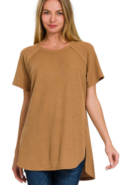 Melage Waffle Short Sleeve Top