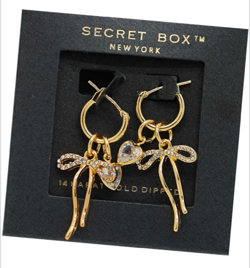 Bow Charm Huggie Hoop Earrings