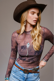 Grit & Grace Mesh Mock Neck Top