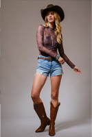 Grit & Grace Mesh Mock Neck Top