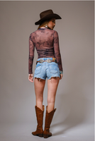 Grit & Grace Mesh Mock Neck Top