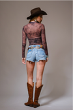 Grit & Grace Mesh Mock Neck Top