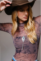 Grit & Grace Mesh Mock Neck Top