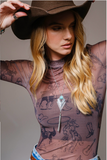 Grit & Grace Mesh Mock Neck Top