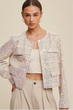 Luxe Lights Sequin Cropped Tweed Jacket