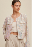 Luxe Lights Sequin Cropped Tweed Jacket
