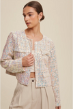 Luxe Lights Sequin Cropped Tweed Jacket