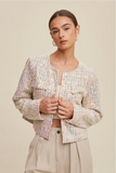Luxe Lights Sequin Cropped Tweed Jacket