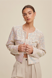 Luxe Lights Sequin Cropped Tweed Jacket