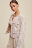 Luxe Lights Sequin Cropped Tweed Jacket