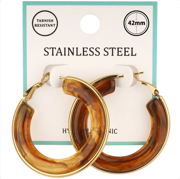 Sunlit Amber Acrylic Hoop Earrings