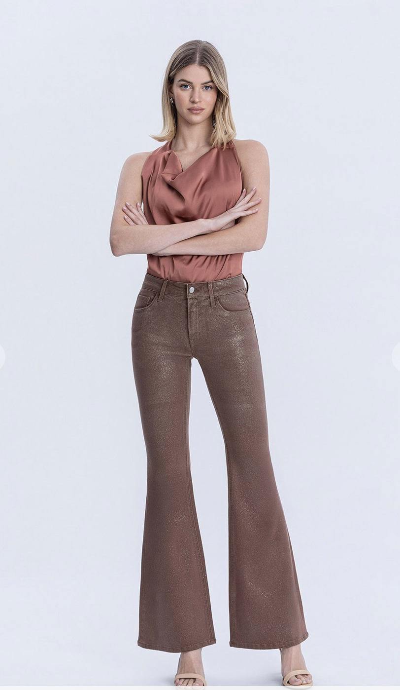 Alison Mid-Rise Coco Gold Glitter Jean From Vervet