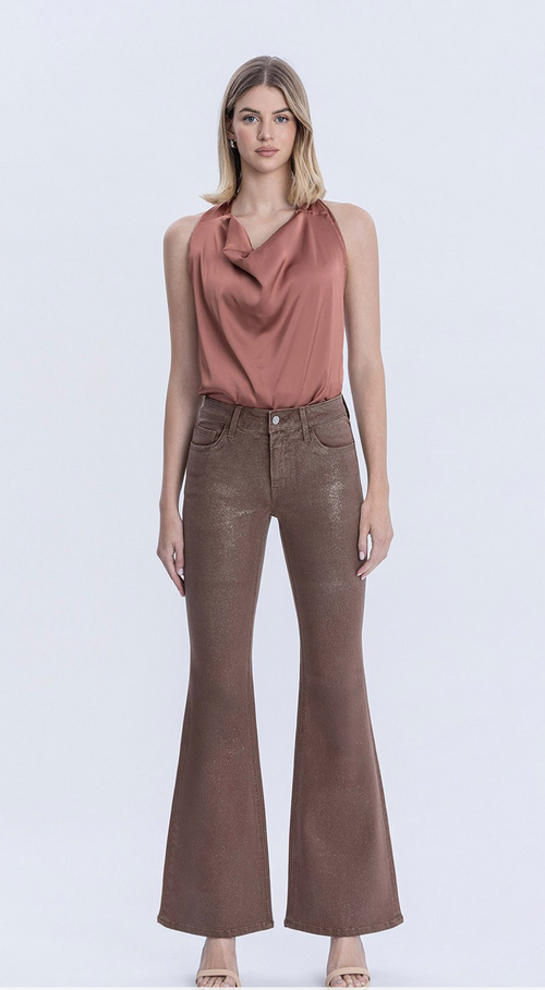 Alison Mid-Rise Coco Gold Glitter Jean From Vervet