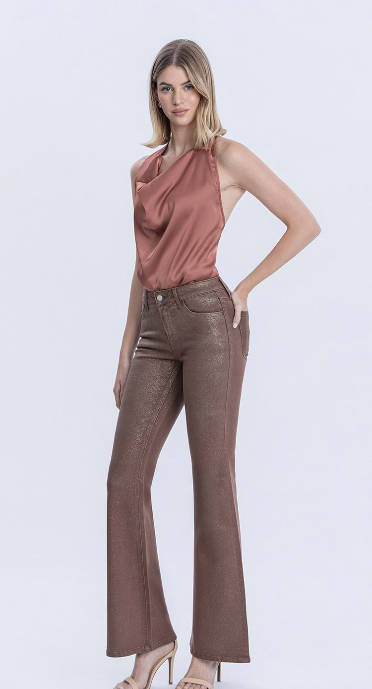 Alison Mid-Rise Coco Gold Glitter Jean From Vervet