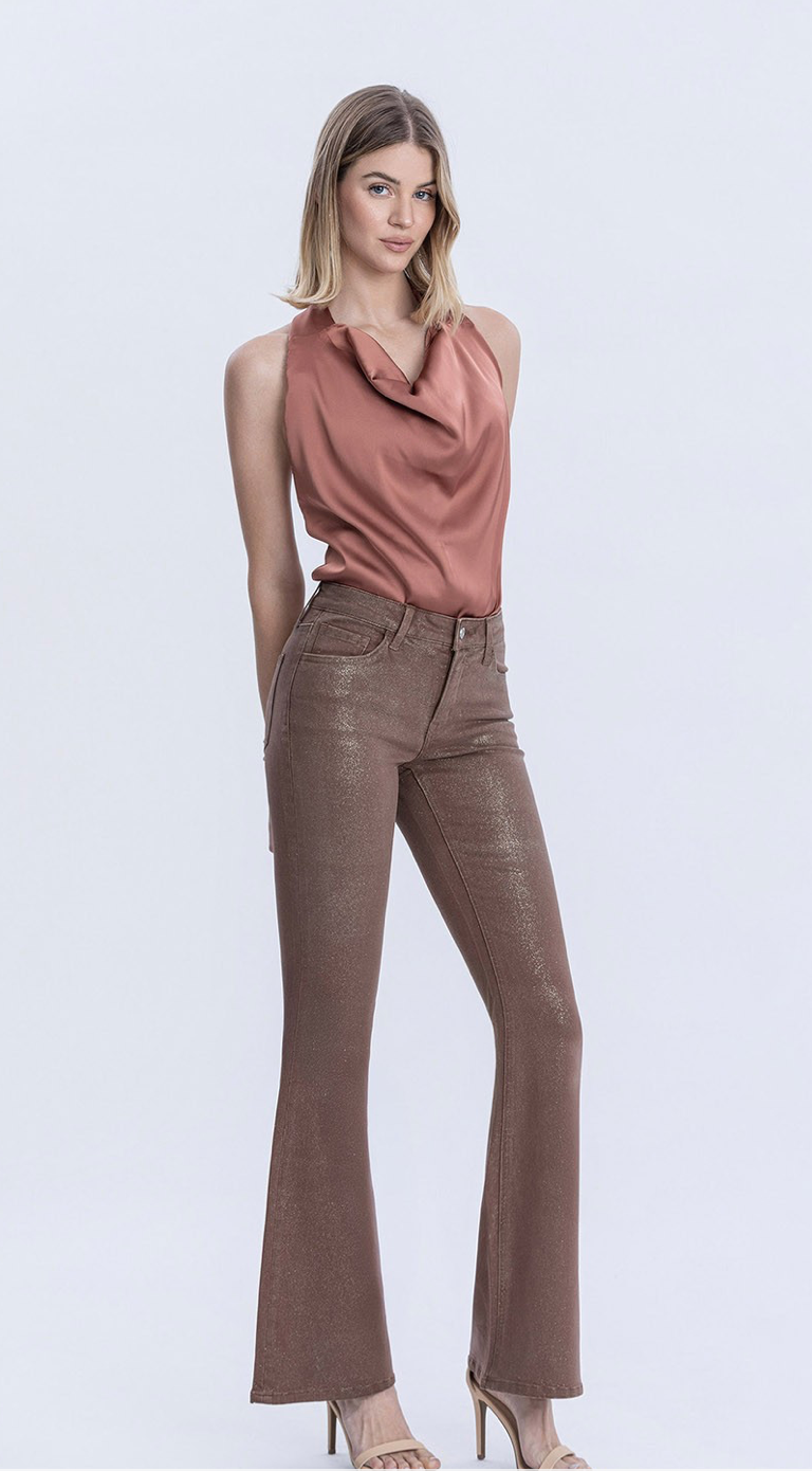 Alison Mid-Rise Coco Gold Glitter Jean From Vervet