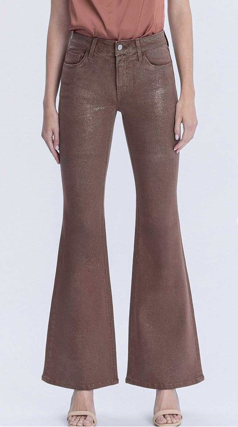 Alison Mid-Rise Coco Gold Glitter Jean From Vervet