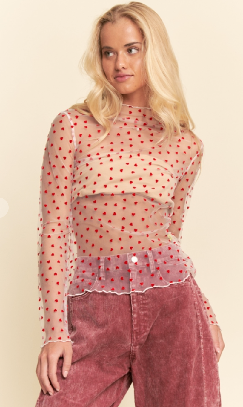 Ruby Hearts Mesh Tee