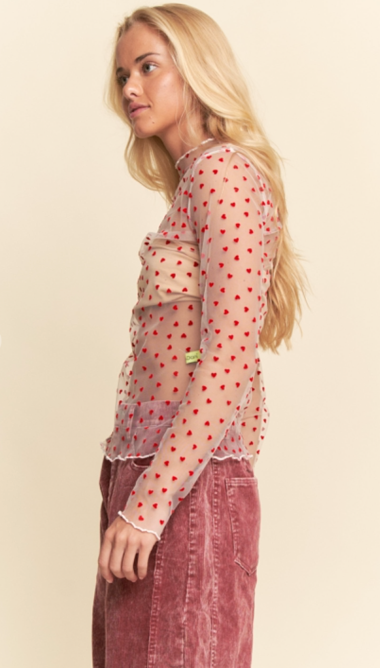 Ruby Hearts Mesh Tee