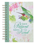 Love is Patient Green Hummingbird Large Spiral Journal - 1 Corinthians 13:4