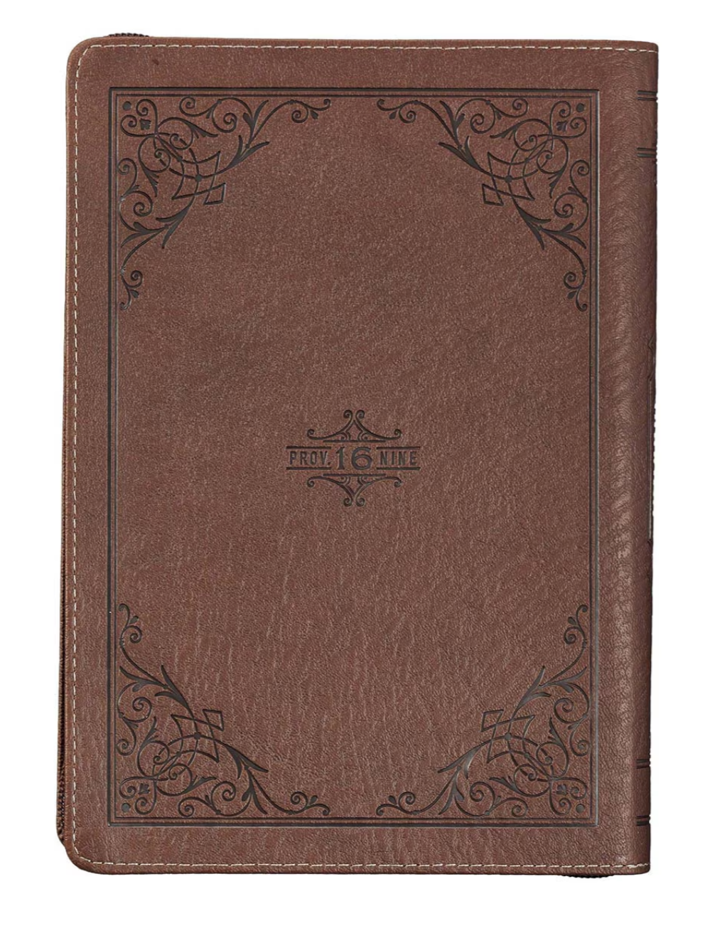 A Man's Heart Classic Faux Leather Zip Around Journal - Proverbs 16:9