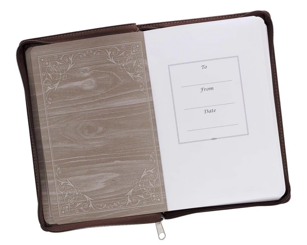 A Man's Heart Classic Faux Leather Zip Around Journal - Proverbs 16:9