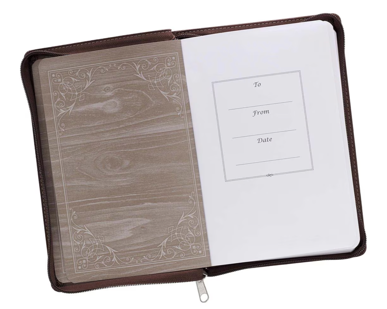 A Man's Heart Classic Faux Leather Zip Around Journal - Proverbs 16:9